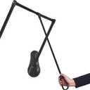 Pull Down Closet Rod for Hanging Clothes, Wardrobe Lift Rail Aluminum Alloy Organizer, Side Mounted Closet Rod for Kitchen Bedroom High Cabinets, 66 lbs Load Capacity (Black, 25.6"-33.4")