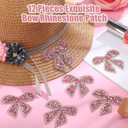 Daifunli 12 Pieces Bow Knot Rhinestone Patches Sparkling Crystal Appliques Iron Sew on for Jeans Jackets Bags Backpacks Hats Shoes Clothes Decorations Crafts(Pink)