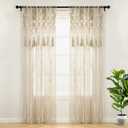 Lush Decor Boho Macrame Tassel Cotton Window Curtain/Room Divider/Wedding Backdrop/Wall Decor, 84" L x 50" W, Neutral (40"W x 84"L (Pack of 1))