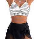 Blooming Jelly Womens High Waisted Bikini Set Gold Metal Two Piece Swimsuits Tummy Control Tie Knot 2026 Bathing Suits (Small, Stripe Black)