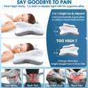 CHxxy Cervical Neck Pillow for Pain Relief Sleeping, Contour Memory Foam Pillows, Ergonomic Side Sleeper Pillows for Adults, Orthopedic Neck Support Pillow for Back Stomach Sleepers-King Size&Grey