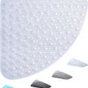 ADOV Corner Shower Mat Non Slip, 21x21 inch Curved Shower Mats for Inside Shower, Anti-Slip Bath Mat with Strong Suction Cup, Drain Holes, Machine Washable, Ideal for the Elderly (Clear), 20" x 20"