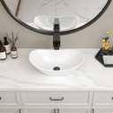 Bowl Sink For Bathrooms 17" x 11" Oval White Vessel Sink Modern Boat Shape Artistic Basin Bathroom Vessel Sinks Above Counter White Porcelain Ceramic Vessel Sinks Small Deep Vessel Sink