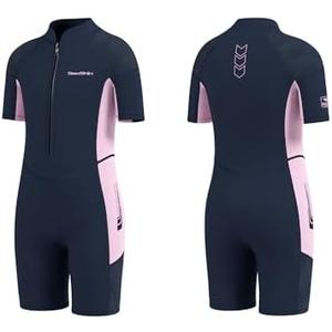 Seaskin Kids Wetsuit for Boys Girls Toddler, 2mm Front Zip Thermal Swimsuits Shorty Diving Suits, Size 6