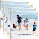 4 Pcs Acrylic Floating Picture Frame 8.5 x 11 Inches Wall Mount Frameless Photo Frames Double Panel Clear for Home Office Photo Display, Full Size 9.6 x 13.2 Inch (Gold)