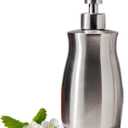 Brushed Stainless Steel Countertop Soap Dispenser Rust and Leak Resistant Hand Soap Pump with Funnel for Kitchen Countertops and Bathroom Dispensers (13.5 oz/400 ml) (Gray (Brushed Nickel) Gel Style)