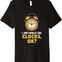 Retro, I Just Really Like Clocks, OK? Funny Clock Lover Premium T-Shirt, kids , size L
