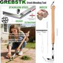 GREBSTK Crack Weeder Crevice Weeding Tool Stainless Steel Manual Weeder Beech Handle Gardening Tool, 22 inch