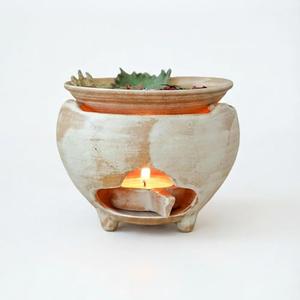 BLANK MYTH Ceramic Tealight Wax Melt Warmer & Essential Oil Burner, Aromatherapy Tealight Diffuser for Wax Melts, Oils & Dried Botanicals, Japandi Home Fragrance Decor for Bedroom, Burner Only(3pcs)