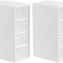 PATIKIL Cosmetic/Makeup Organizer Box, 2 Set Plastic Makeup with 4 Drawers Mini Desk Storage for Office Supplies Bathroom Counter or Dresser Bedroom, White