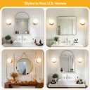 2 Pack Modern Brushed Nickel Wall Light Fixtures, Mid-Century Globe Glass Wall Sconces Set of Two for Bathroom Mirror, Living Room, Hallway, Entryway (Bulbs Not Included)