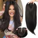 Eawwii Natural Black Hair Toppers for Women with Thinning 3D 360° Cover Clip in Wispy Bangs Upgraded Adjustable Bandage 24 Inch Long Layered