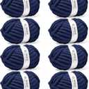 Inhand Chunky Chenille Yarn for Hand Knitting,Thick Bulky Blanket Yarn for Crocheting,Soft Fluffy Yarn for Crochet Birthday Gifts for Men/Women/Beginners,8 Pack (29.5Yds/8.4oz Each),Deep Navy