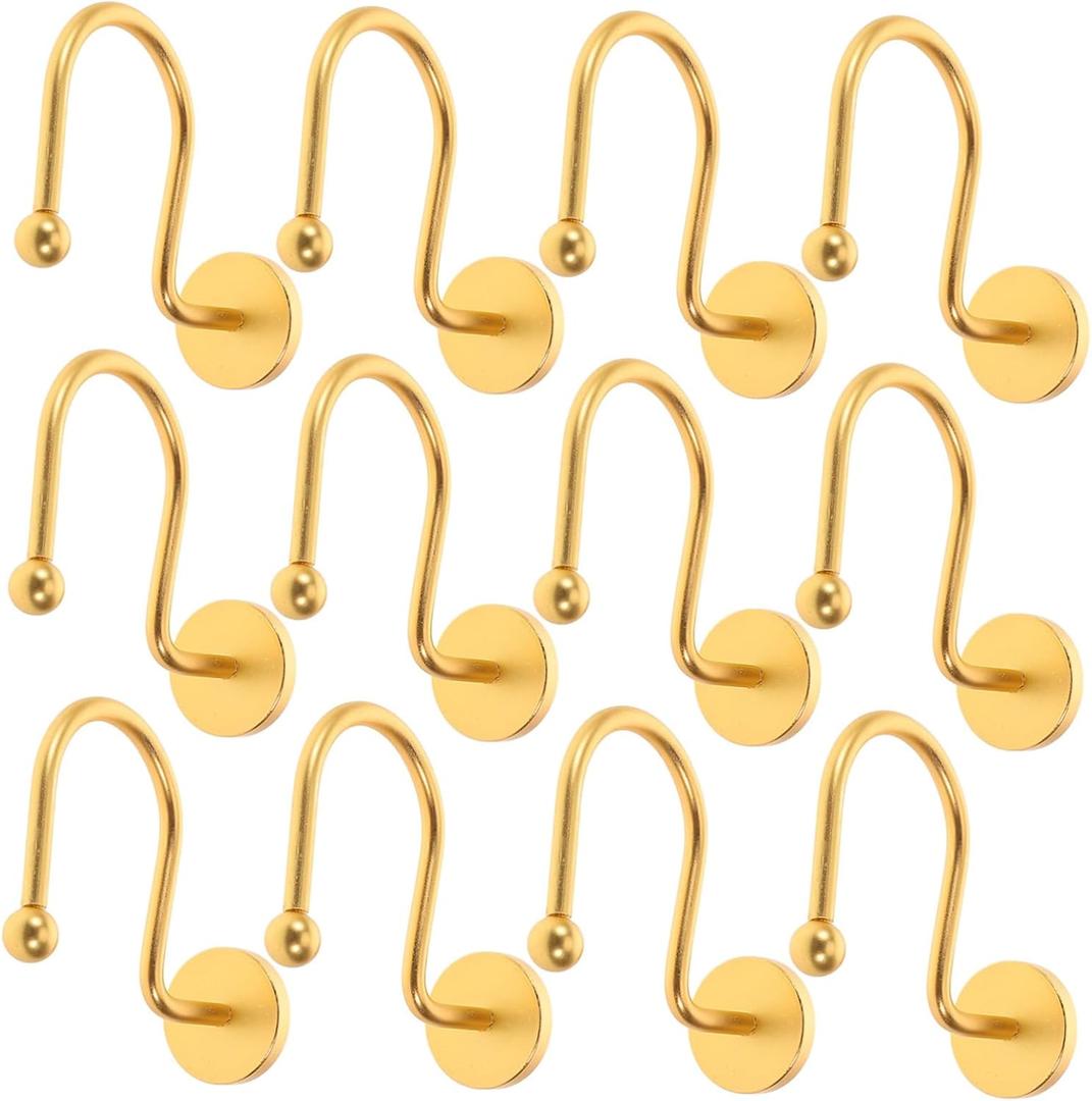 12pcs Shower Curtain Hooks Round Button Design Metal Hangers for Bathroom Curtains Versatile and Sturdy for Shower and Window