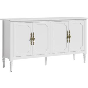 Sideboard with 4 Doors, Mid-Century Console Table with Adjustable Shelves, Accent Cabinet for Entryway, Living Room, Dining Room, Classic White-1