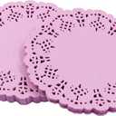 Round Paper Doilies, 100 Pcs 3.5 Colorful Decorative Lace Paper Doilies Disposable Placemats for Wedding Birthday Desserts Cakes Party Tableware Food Decoration, Pink
