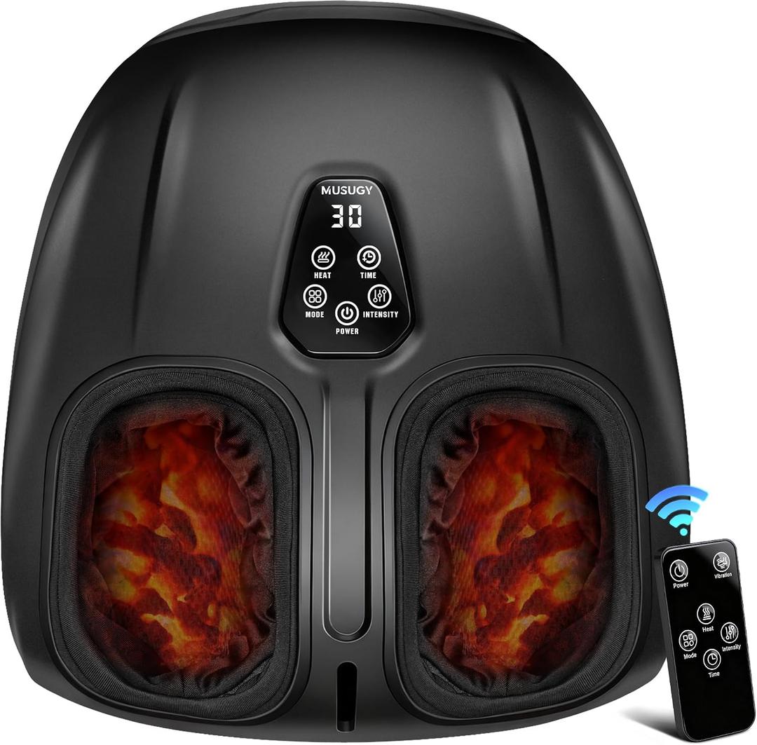 Foot Massager, Shiatsu Foot Massager Machine with Heat & Vibration & Compression for Plantar Fasciitis, Neuropathy - 5 Intensity, 4 Modes, 2 Heat, US Size 11, Gifts for Mother women, Mom, Black