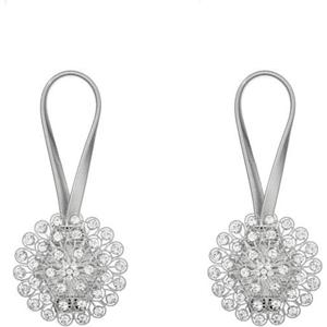 SUQ I OME 2 Pack of Crystal Curtain Magnetic Tieback Flower Curtain Clips Buckle with Stretchy Wire Rope Curtain Holdbacks for Home Office Decoration