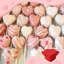 2 x Circle and Heart Cake Pop Cutter and Pusher, 3D Printed Cake Pop Molds Shapes Press Set, Baking Tools for Home Baking, Birthday Parties, Wedding Desserts