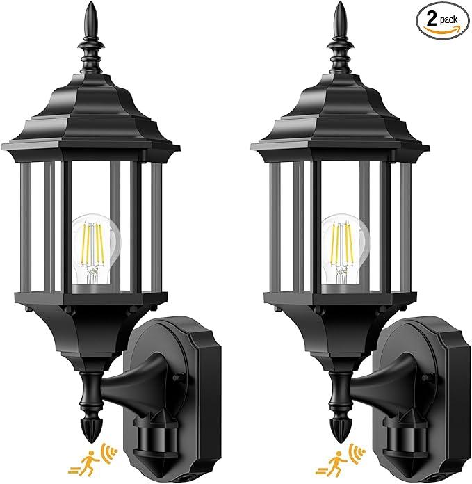 Redluck Motion Sensor Outdoor Lights, 2 Pack 16 inch Dusk to Dawn Outside Porch Lights, Waterproof AntiRust Aluminum Outdoor Wall Lights Exterior Lighting Fixtures for House, Garage, Front Door