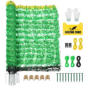 Electric Fence Netting for Sheep, Goat, Cattle, Hog, Deer, 42.5"H x 164'L | Portable Livestock Mesh Fence Nets with 14 Pre-Assembled Double-Spiked Posts for Backyard, Homestead, Farm, Ranch, Garden