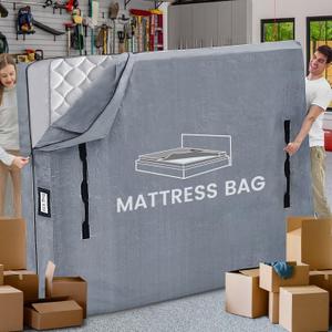 Mattress Bags for Moving and Storage, BETU Queen Mattress Protector Waterproof Mattress Cover with 8 Heavy Duty Handles and Zipper Extra Thick Moving Supplies for Bed Reusable (82x62x13.5 Grey) (Gray)