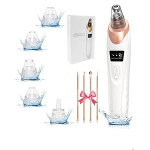2026 Pore Vacuum, USB Rechargeable Blackhead Remover Vacuum,3 Levels Adjustable Pore Vacuum Blackhead Remover, with 5 Suction Power,6 Probes,Face Vacuum Pore Cleanser for Women & Men-White
