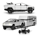 Cyber Trucks Toy with RV Motorcycle for Boys Girls Women Men Adult Diecast Metal Cybertruck Model Pickup Truck 1/32 Toy Cars Race with Sound and Light Gift Age for 3 Year and Up
