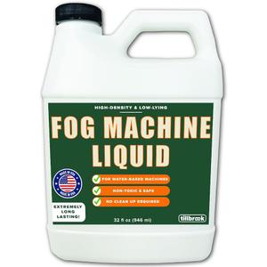 Fog Machine Liquid  32 oz Tillbrook Fog Machine Fluid  High Density & LongLasting Fog Juice  LowLying, Universal, WaterBased Solution for Spooky Halloween Parties, Haunted Houses, & Concerts