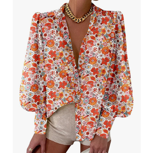 EVALESS Womens Tops Button Down Shirts Print Long Sleeve Blouses for Women Fashion 2025,S