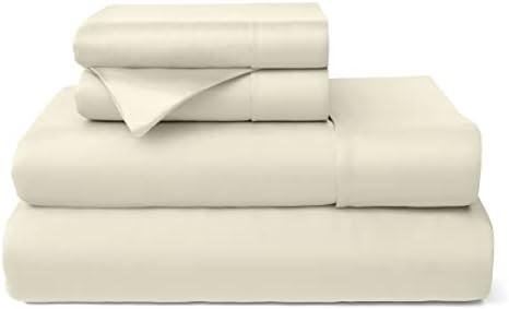 Cosy House Collection 100% Rayon Derived from Bamboo Bed Sheet Set - Cooling, Breathable, Silky Soft 4-Piece Deep Pocket Bedding Set (California King, Cream)