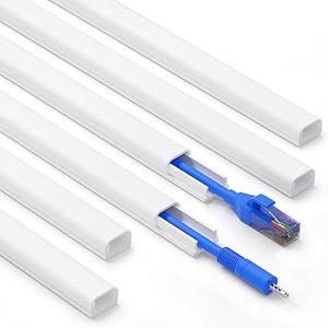 ZhiYo 85in Cord Covers for Wires on Wall, 1 Mini Cord Hider Wall, Self-Adhesive Wire Covers for Cords, Paintable TV Cable Hider Cable Management Kit, 6X L14.2in, W0.46in H0.3in, CMR05 White