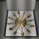 Timelike Kitchen Metal Copper Wall Clocks with Spoons and Forks 3D Removable Modern Creative Cutlery Kitchen Spoon Fork Wall Clock for Great Home Decor and Nice Gifts (Gold)