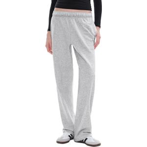PUMIEY Women's Wide Leg Sweatpants Straight Baggy Sweat Pants High Waisted Lounge Pants Airy Collection (Large, Heather Grey)