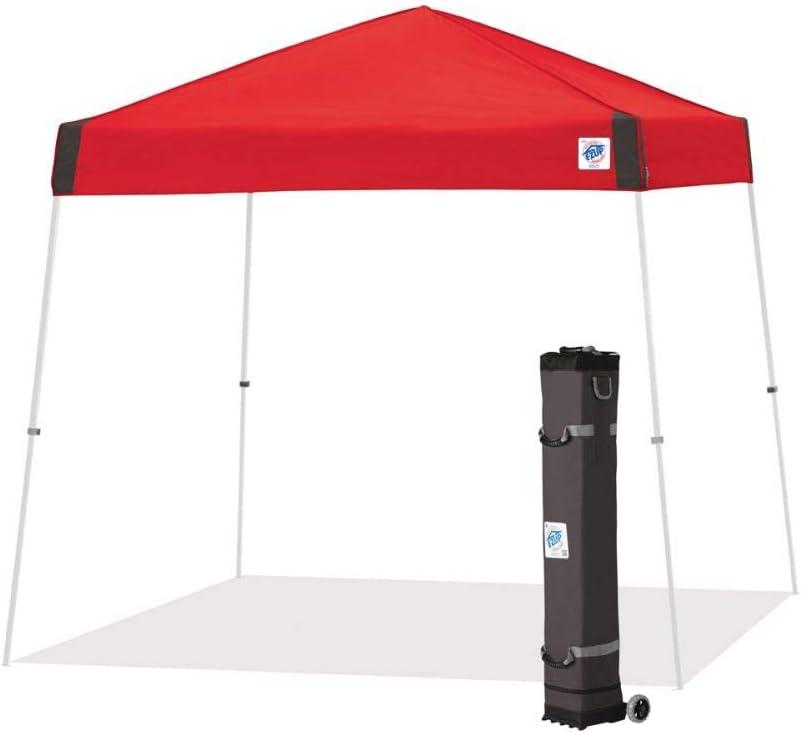 E-Z UP Vista Instant Shelter Canopy, 12' x 12', White Powder-Coated Steel Frame with Wide-Trax Roller Bag & 4 Piece Spike Set, Punch, 12 by 12'
