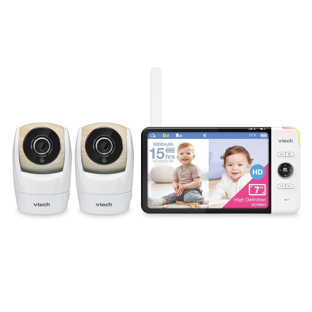 VTech VM9192HD Baby Monitor, 7" 720p Screen, 2 Cameras, 360 Panoramic Viewing, 110 WideAngle View, Night Vision, Up to 1000ft Range, Secured Transmission No WiFi