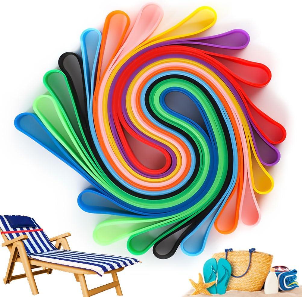10 Pcs Beach Towel Bands Rubber Towel Clips for Beach & Cruise Chairs, Stretchable Towel Holder Chair Bands for Beach Cruise Vacation Essentials Outdoor Gear Packing (0.412Inch)