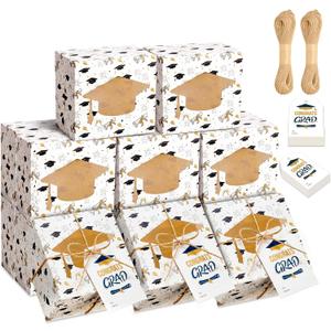 48 Sets Graduation Cookie Boxes with Window 4x4x2.5 Inches Grad Treat Boxes Black Gold Class of 2026 Gift Packaging for Bakery Cupcakes Candy Donut Cookies Dessert