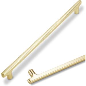 10 Pack Brushed Brass Cabinet Pulls 10 Inch Hole Centers Kitchen Cabinet Handles Zinc Alloy Gold Drawer Pulls Solid Cabinet Hardware