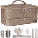 Double Layer Storage Case For Shark Flexstyle, Travel Carrying Case For Shark 430/440 Flexstyle, Organizer Bag For Shark Flexstyle/Dyson Airwrap Styler Attachments (Bronze)