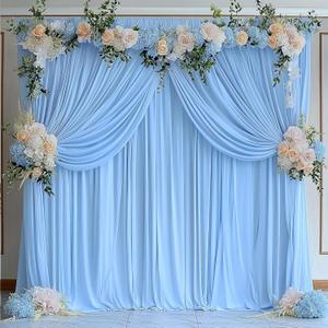 10 ft x 7 ft Wrinkle Free Baby Blue Backdrop Curtain for Baby Shower, Polyester Light Blue Photo Backdrop Drapes for Birthday Wedding Birthday Party Gender Reveal Photography (5'(W) x 7'(H), 2 panels)