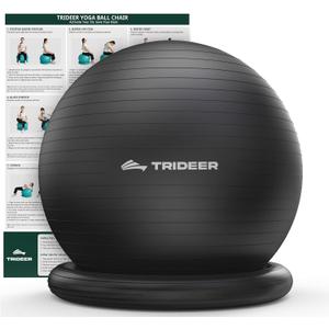 Trideer Exercise Ball for Office Desk, Yoga Ball Chair to Relieve Back Pain, Stability & Fitness Ball Seat with Base, Home Gym Core Workout, Abs, Stretching & Therapy (XL(27-30ines/68-75cm), Black)