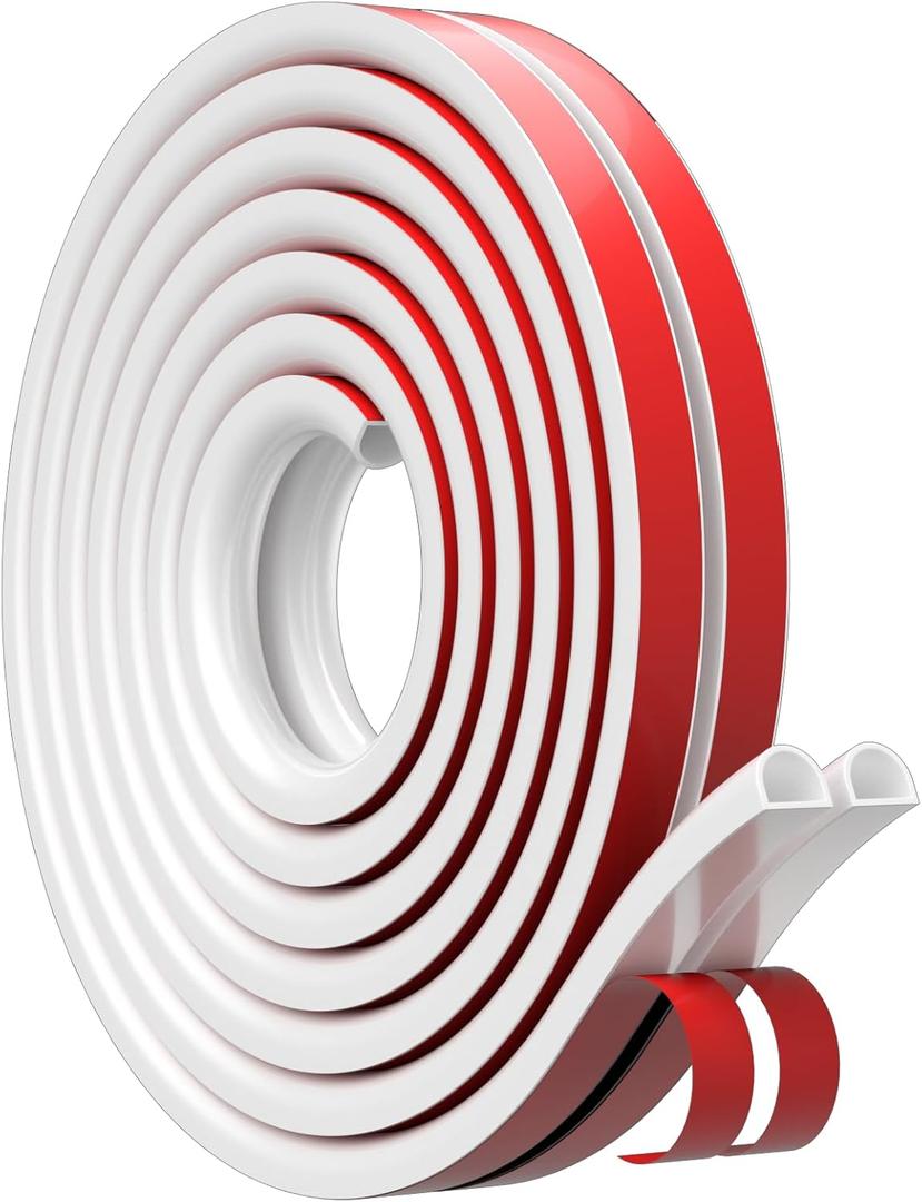 19.7 Feet Weather Stripping Door Frame Seal,Adhesive Exterior Weather Stripping for Door Gap Filler,Silicone Door Insulation Weather Strip for Door Soundproofing Window Seal Strip (White)