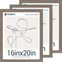 16x20 Poster Frame 3 Pack with HD Glass- Brown Walnut, Natural Solid Wood Picture Frame, Wall Gallery Frame