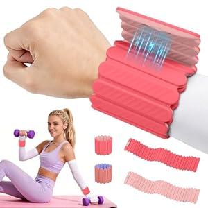 Abahub Adjustable Wrist & Ankle Weights 2Pack, Wearable Silicone Weighted Bracelet for Women, Arm Leg Weights for Home Gym Workout, Jogging, Yoga & Pilates, Pink, 2.2LB
