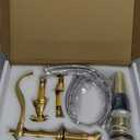 GGStudy 8 Inch 2 Handles 3 Holes Widespread Bathroom Sink Faucet Antique Brass Bathroom Vanity Faucet Basin Mixer Tap Faucet Matching Metal Pop Up Drain with Overflow