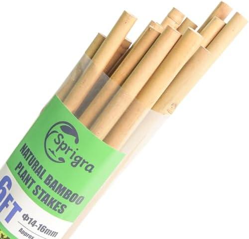 Sprigra 19Pcs Bamboo Stakes 6 Feet, 6FT Garden Stakes Multi-Purpose, 5/8" Dia Plant Stakes for Tomatoes, Beans, Cucumbers, Peppers, Potted Trees, Maintain The Plant Posture, Strengthen and Stem