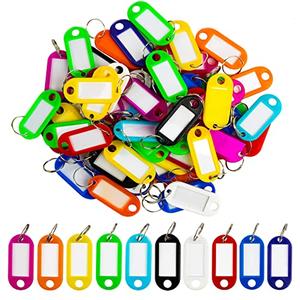Sukh 60 Pcs Key Ring Tags - Key Tags Plastic Assorted Colours,Identifiers,Name and Labels,Adapt to USB Drive,Pets,Bags Split Ring Window Lucky Line Flexible Colored