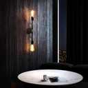 Minimalist Black 2 Lights LED Wall Light Up/Down Indoor Lamp,360 Adjustable Uplighter Downlighter,Rustic Country Vintage Loft Wall Sconce Fixture Fitting Retro Warm Edison Lamps E26 Max 2*60W