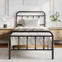 Novilla Metal Bed Frame Twin Size - Modern Minimalist Victorian Style with Headboard/Footboard, Heavy-Duty Steel Slats/Underbed Storage/No Box Spring Needed/Easy Assembly/Noise Free/Black